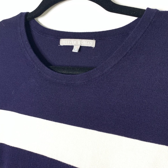 Oliver Bonas Blue Vivid Stripe Knitted Dress sz 8 - Picture 3 of 8